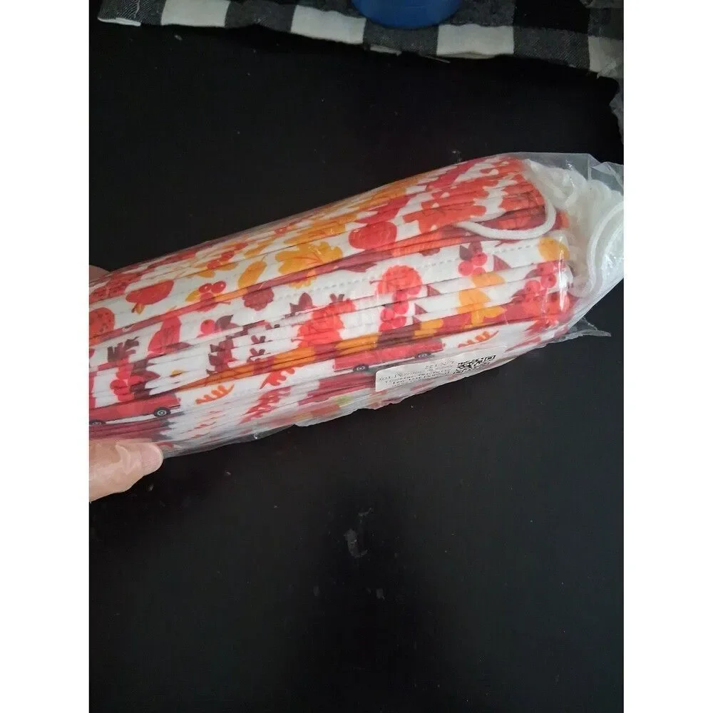 Adult Face Mask 50 Pieces Fall Thanksgiving Turkey's Red Truck Pumpkins NWT